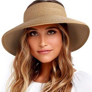 FURTALK Sun Visor Wide Brim Straw Foldable Hat